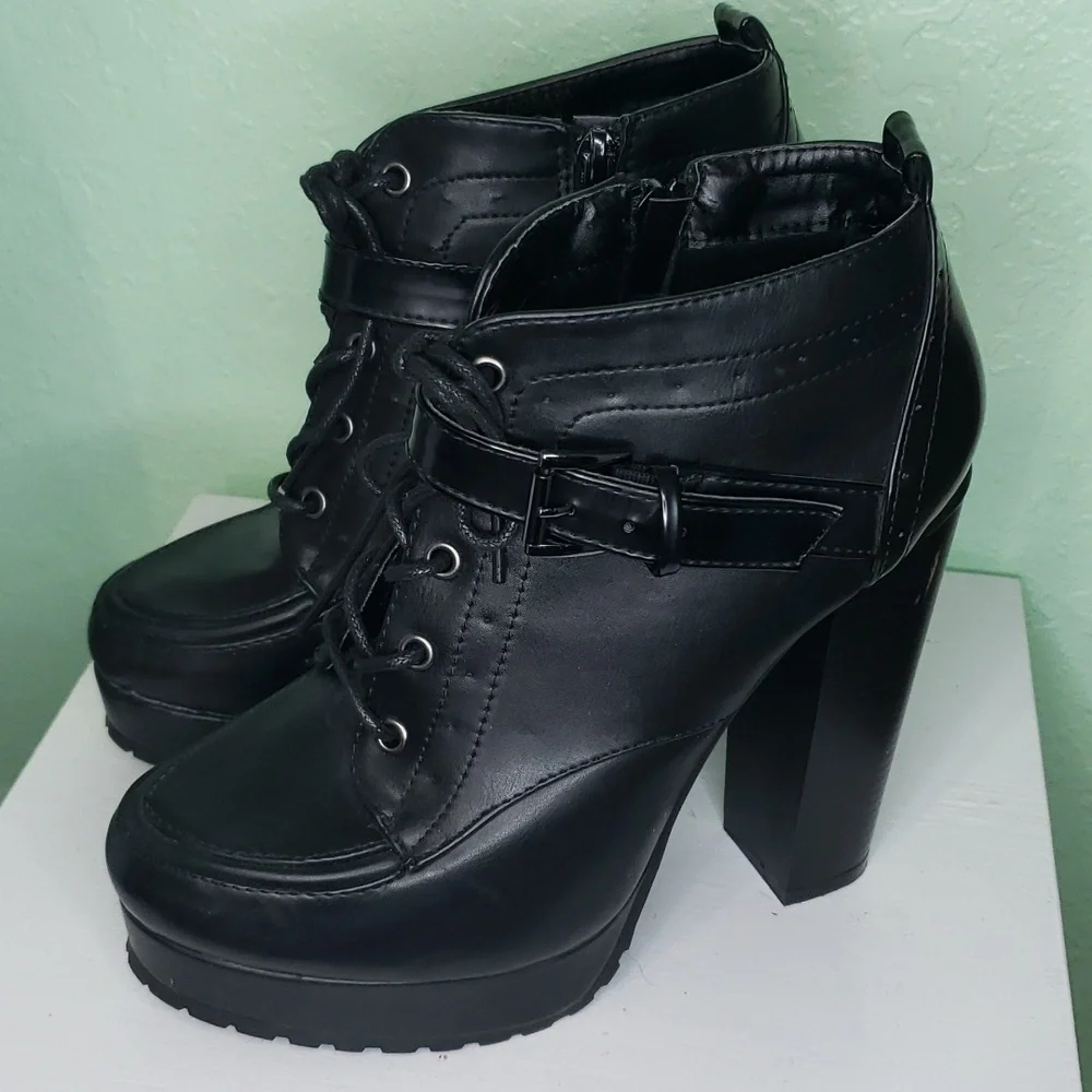 LEILA STONE black high shoes - Picture 1 of 15